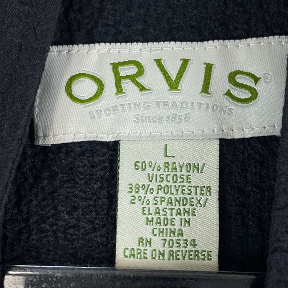 ORVIS Womens L Black Stretch Zip Up Pockets Searsucker Jacket Sweater - Picture 6 of 10